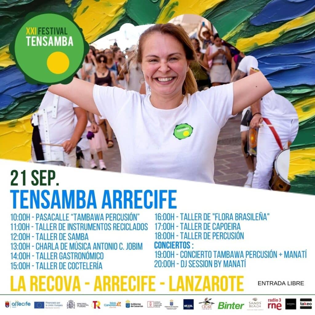 00 TENSAMBA ARRECIFE 21SEP CARTEL GENERAL Tensamba landet diesen Samstag in Arrecife und bietet einen Tag voller brasilianischer Aromen und Rhythmen